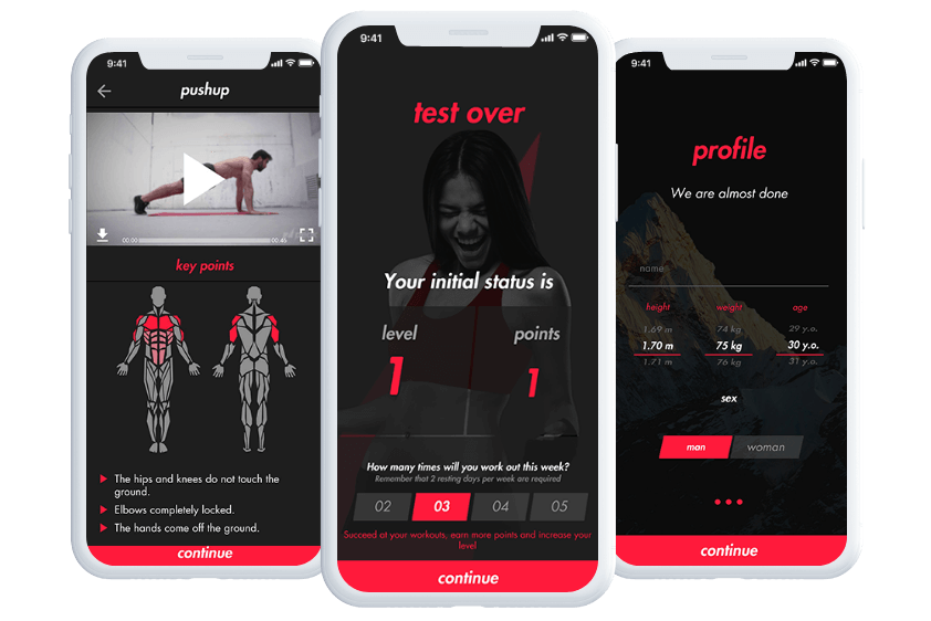 Peak Workout product interface